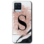 Realme 8 Pro Pembe Mermer Desenli Ş Harfi Baskılı Uyumlu Silikon Kılıf
