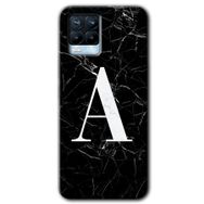 Realme 8 Pro Siyah Mermer Desenli A Harfi Baskılı Uyumlu Silikon Kılıf