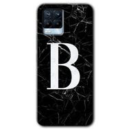 Realme 8 Pro Siyah Mermer Desenli B Harfi Baskılı Uyumlu Silikon Kılıf