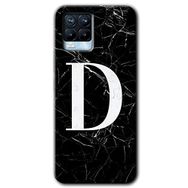 Realme 8 Pro Siyah Mermer Desenli D Harfi Baskılı Uyumlu Silikon Kılıf