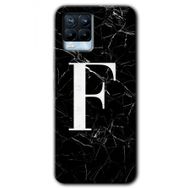 Realme 8 Pro Siyah Mermer Desenli F Harfi Baskılı Uyumlu Silikon Kılıf