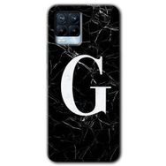 Realme 8 Pro Siyah Mermer Desenli G Harfi Baskılı Uyumlu Silikon Kılıf