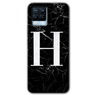 Realme 8 Pro Siyah Mermer Desenli H Harfi Baskılı Uyumlu Silikon Kılıf