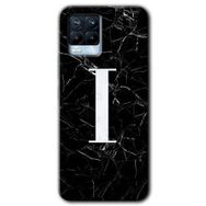 Realme 8 Pro Siyah Mermer Desenli İ Harfi Baskılı Uyumlu Silikon Kılıf
