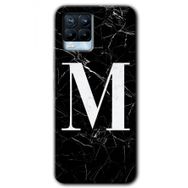 Realme 8 Pro Siyah Mermer Desenli M Harfi Baskılı Uyumlu Silikon Kılıf