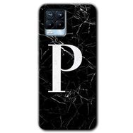 Realme 8 Pro Siyah Mermer Desenli P Harfi Baskılı Uyumlu Silikon Kılıf