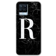 Realme 8 Pro Siyah Mermer Desenli R Harfi Baskılı Uyumlu Silikon Kılıf
