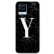 Realme 8 Pro Siyah Mermer Desenli Y Harfi Baskılı Uyumlu Silikon Kılıf