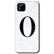 Realme C11 Beyaz Mermer Desenli O Harfi Baskılı Uyumlu Silikon Kılıf