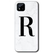 Realme C11 Beyaz Mermer Desenli R Harfi Baskılı Uyumlu Silikon Kılıf