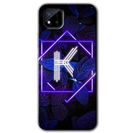 Realme C11 Dark Neon Yaprak K Harfi Baskılı Uyumlu Silikon Kılıf