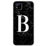 Realme C11 Siyah Mermer Desenli B Harfi Baskılı Uyumlu Silikon Kılıf