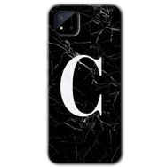 Realme C11 Siyah Mermer Desenli Ç Harfi Baskılı Uyumlu Silikon Kılıf