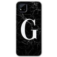 Realme C11 Siyah Mermer Desenli G Harfi Baskılı Uyumlu Silikon Kılıf