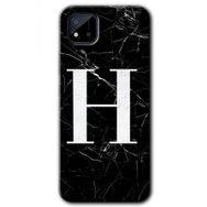 Realme C11 Siyah Mermer Desenli H Harfi Baskılı Uyumlu Silikon Kılıf
