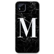 Realme C11 Siyah Mermer Desenli M Harfi Baskılı Uyumlu Silikon Kılıf