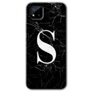 Realme C11 Siyah Mermer Desenli Ş Harfi Baskılı Uyumlu Silikon Kılıf