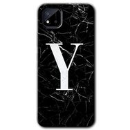 Realme C11 Siyah Mermer Desenli Y Harfi Baskılı Uyumlu Silikon Kılıf