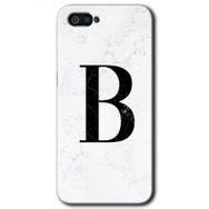 Realme C2 Beyaz Mermer Desenli B Harfi Baskılı Uyumlu Silikon Kılıf
