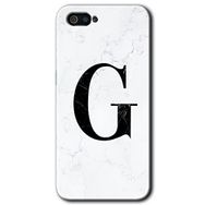 Realme C2 Beyaz Mermer Desenli G Harfi Baskılı Uyumlu Silikon Kılıf
