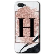 Realme C2 Pembe Mermer Desenli H Harfi Baskılı Uyumlu Silikon Kılıf