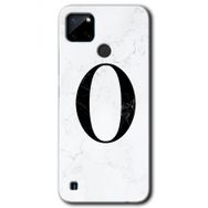 Realme C21 Beyaz Mermer Desenli Ö Harfi Baskılı Uyumlu Silikon Kılıf