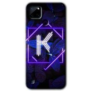 Realme C21 Dark Neon Yaprak K Harfi Baskılı Uyumlu Silikon Kılıf