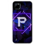 Realme C21 Dark Neon Yaprak P Harfi Baskılı Uyumlu Silikon Kılıf