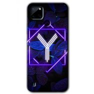 Realme C21 Dark Neon Yaprak Y Harfi Baskılı Uyumlu Silikon Kılıf