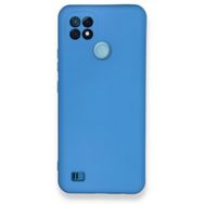 Realme C21 Nano İçi Kadife Silikon Mavi Kılıf