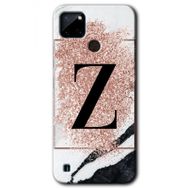 Realme C21 Pembe Mermer Desenli Z Harfi Baskılı Uyumlu Silikon Kılıf