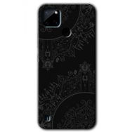 Realme C21 Siyah Mandala Baskılı Uyumlu Silikon Kılıf
