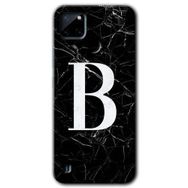 Realme C21 Siyah Mermer Desenli B Harfi Baskılı Uyumlu Silikon Kılıf