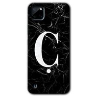 Realme C21 Siyah Mermer Desenli C Harfi Baskılı Uyumlu Silikon Kılıf