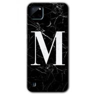 Realme C21 Siyah Mermer Desenli M Harfi Baskılı Uyumlu Silikon Kılıf