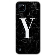 Realme C21 Siyah Mermer Desenli Y Harfi Baskılı Uyumlu Silikon Kılıf