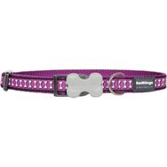 Red Dingo 12 mm Reflektörlü Kemik Desenli Mor Boyun Tasması