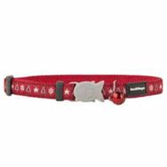 Red Dingo 12 mm Santa Paws Desenli Kırmızı Kedi Boyun Tasması