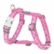Red Dingo 25 mm Flanno Desenli Pembe Köpek Göğüs Tasması