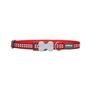 Red Dingo Reflektörlü Kemik Desenli Kırmızı 20 mm Boyun Tasması