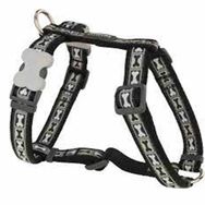 Reddingo Bone Yard Desenli 15 mm Siyah Köpek Göğüs Tasması