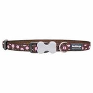 Reddingo Kahverengi Üzerine Pembe Benekli 20mm Köpek Boyun Tasması
