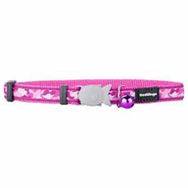 Reddingo Kamuflaj Desenli Pembe 12mm Kedi Boyun Tasması