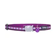 Reddingo Reflektörlü Balık Desenli Mor 12 mm 20-32 cm Kedi Boyun Tasması