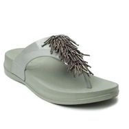 REDVOLUTION Flip Flop Rhinestone Yumuşak Orta Taban Avize Gri Kadın Sandalet