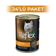 Reflex Plus Tavuklu Parça Etli Soslu 400 gr x 24 Adet Kedi Konservesi