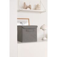 Rek Home Gri Kapaklı 28x28x28 cm Dolap İçi Çamaşır Oyuncak Düzenleyici Katlanır Saklama Kutusu