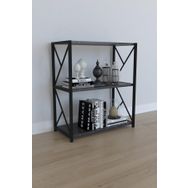 Remaks 3 Raflı Siyah Mermer Metal Kitaplık