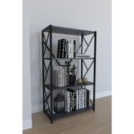 Remaks 4 Raflı Siyah Mermer Metal Kitaplık