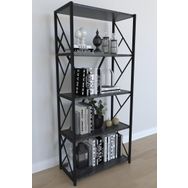 Remaks 5 Raflı Siyah Mermer Metal Kitaplık
